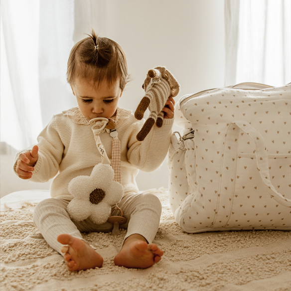 Attache tétine - Fleur écru