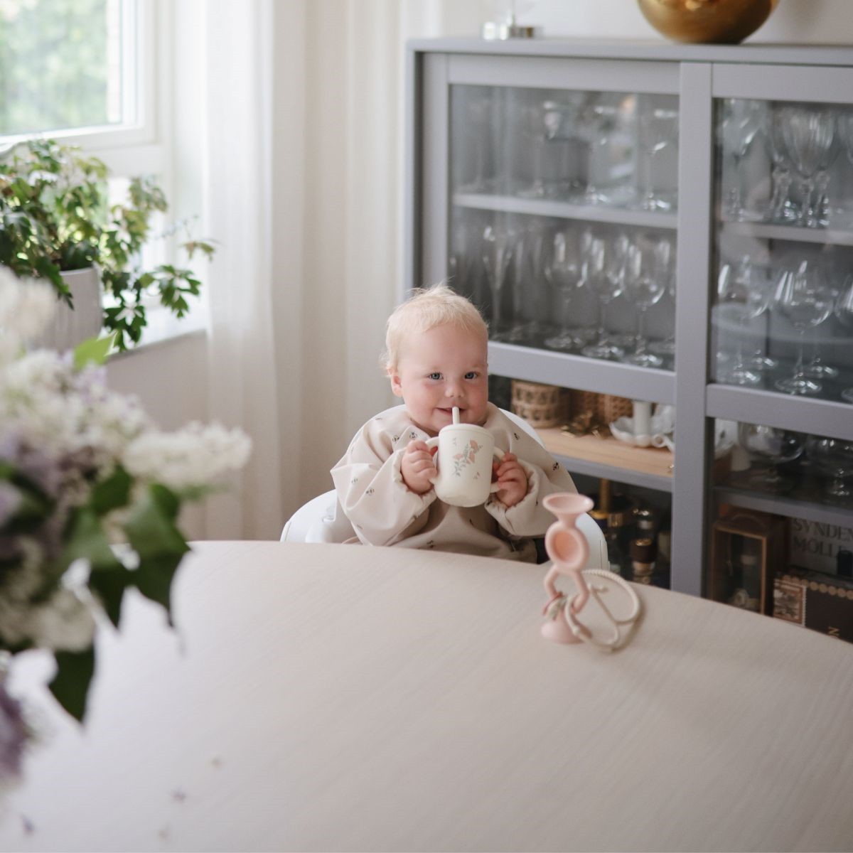 Tasse d'apprentissage avec paille - Fleurs