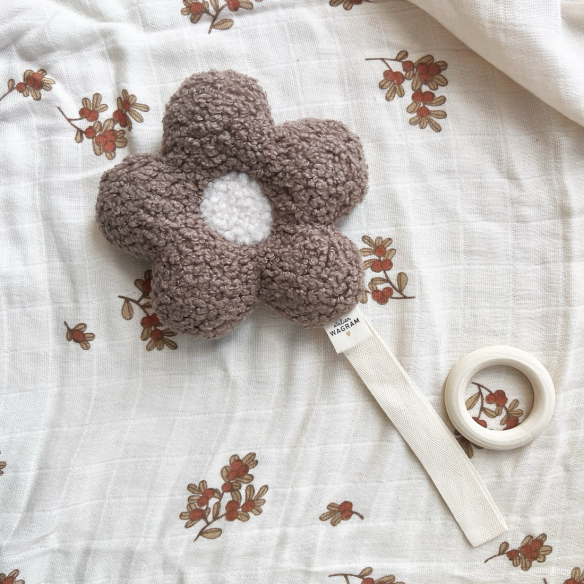 Attache tetine - fleur beige