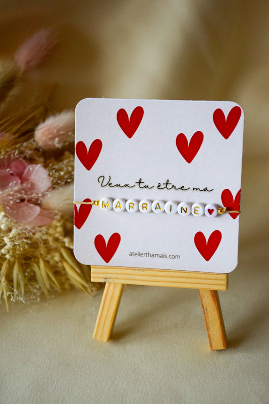 Bracelet annonce - Marraine coeur