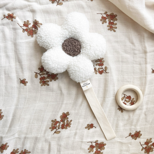 Attache tétine - Fleur écru