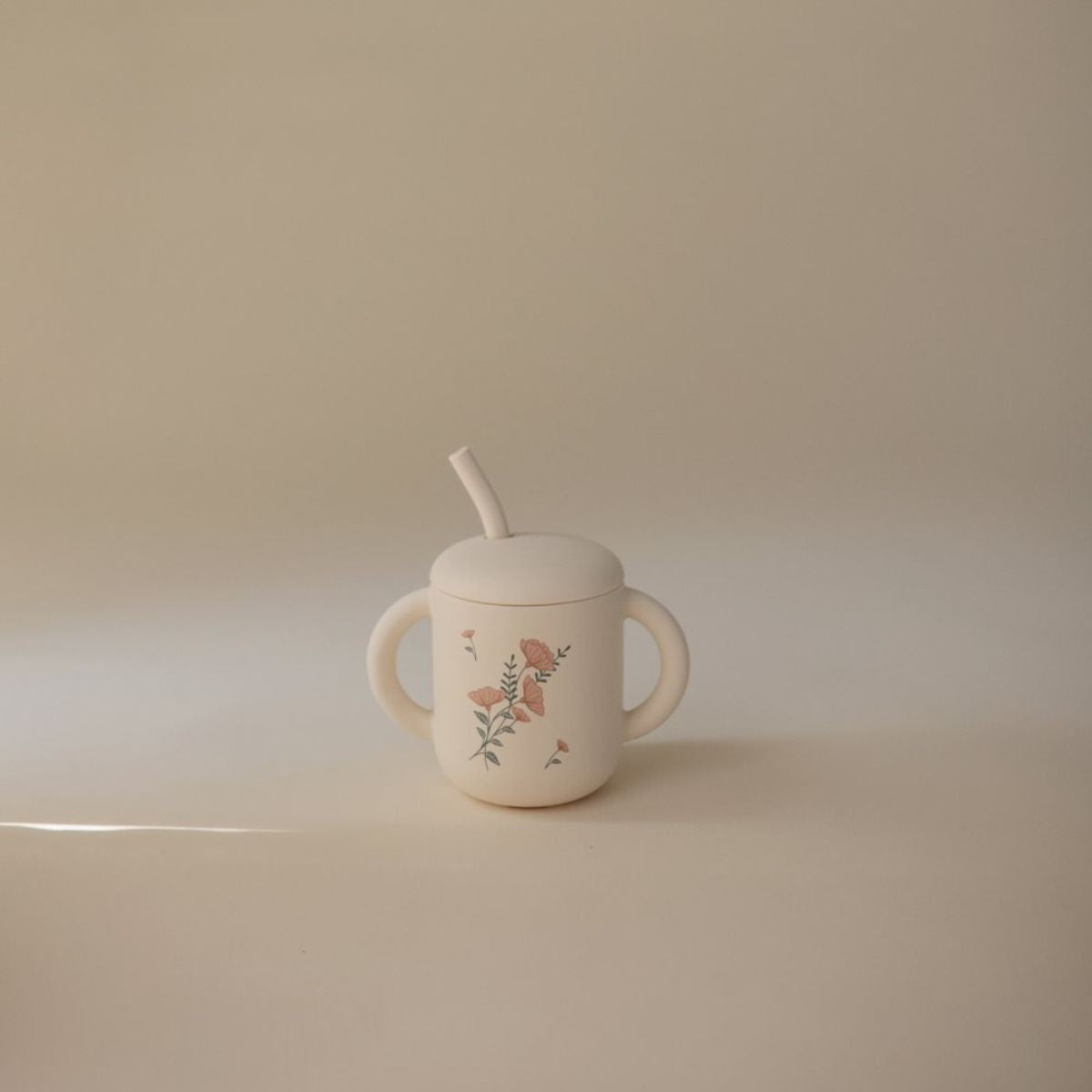 Tasse d'apprentissage avec paille - Fleurs